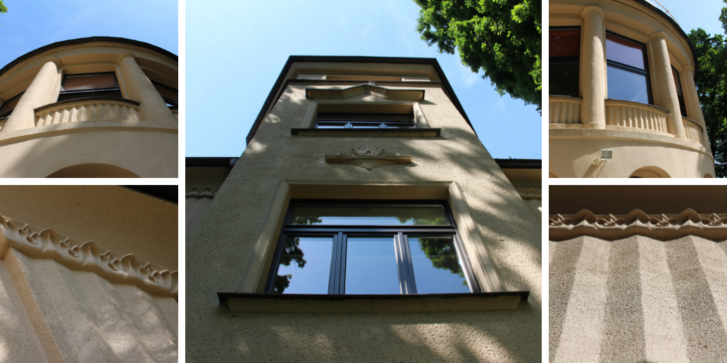 Villa Hahn | The ornate pilasters at the corners of buildings shine in new splendor as well as the location on the park side semi-circular bay window with balcony.